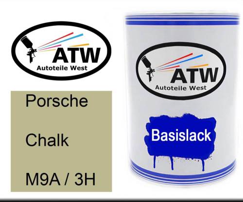 Porsche, Chalk, M9A / 3H: 500ml Lackdose, von ATW Autoteile West.